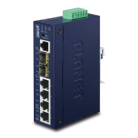 Planet Indus. L2+, 4 x 10/100/1000T PoE Switch 2-port...