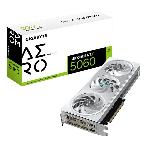 Gigabyte GeForce RTX 5060 AERO OC 8G Grafikkarte - 8GB GDDR7, 128bit, PCI-E 5.0, 2595 MHz Kerntakt, 3 x DisplayPort, 1 x HDMI, GV-N5060AERO OC-8GD, GeForce RTX 5060, 8 GB, GDDR7, 128 Bit, 7680 x 4320 Pixel, PCI Express 5.0