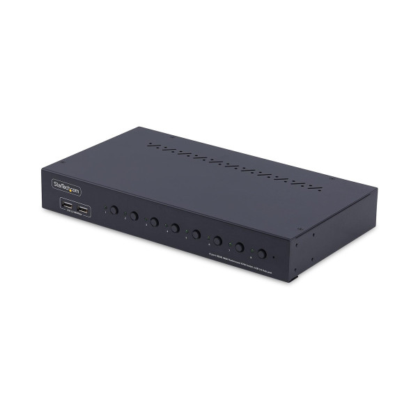 StarTech.com 8 Port HDMI KVM Switch, 1HE Rackmount Satz, 4K 60Hz HDMI 2.0, KVM Umschalter, 4-Port USB Hub, Taste/Hotkey, HDMI KVM Switch, TAA, 3840 x 2160 Pixel, 4K Ultra HD, Rack-Einbau, 1U, 36 W, Schwarz