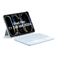 Inateck KB04122, QWERTZ, Touchpad, Apple, iPad Pro 11 M4 Generation 2024 (A2836/A2837/A3006), Blau, Akkustand, Bluetooth, Caps Lock, Ladend, Status