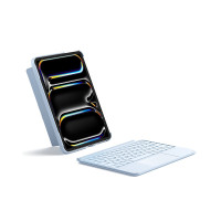 Inateck KB04122, QWERTZ, Touchpad, Apple, iPad Pro 11 M4 Generation 2024 (A2836/A2837/A3006), Blau, Akkustand, Bluetooth, Caps Lock, Ladend, Status