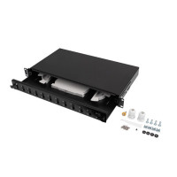 Lanberg FOP1-12SD-LQB, Schwarz, Stahl, Rackeinbau, 1U,...