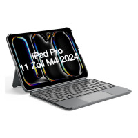 Inateck KB04122-11, QWERTZ, Touchpad, Apple, iPad Pro 11 M4 Generation 2024 (A2836/A2837/A3006), Grau, Akkustand, Bluetooth, Caps Lock, Ladend, Status