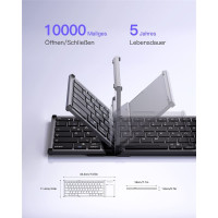 Inateck KB06101_STEEL GRAY, Kabellos, RF Wireless + Bluetooth, QWERTZ, Schwarz