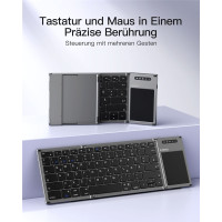 Inateck KB06101_STEEL GRAY, Kabellos, RF Wireless + Bluetooth, QWERTZ, Schwarz