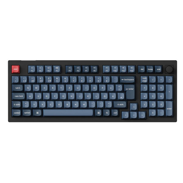 Keychron V5 Max, Kabellos, RF Wireless + Bluetooth, Mechanischer Switch, QWERTZ, RGB-LED, Schwarz, Dunkelblau