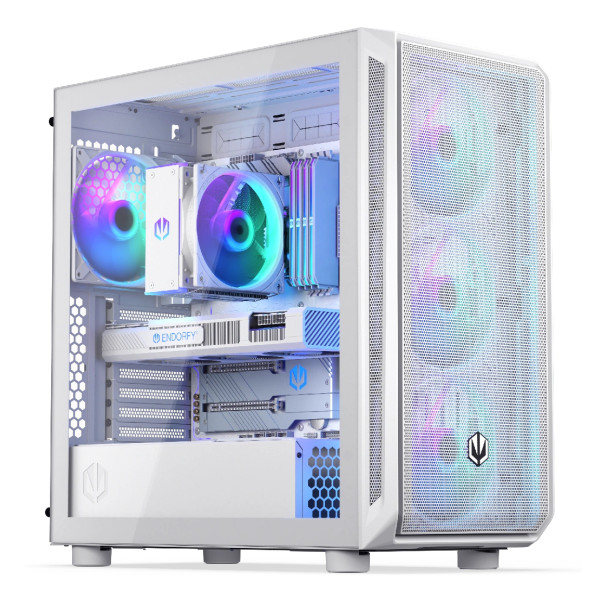 ENDORFY Arx 700 White ARGB, PC, Weiß, ATX, micro ATX, Mini-ATX, Gehärtetes Glas, Gaming, Taschenlüfter