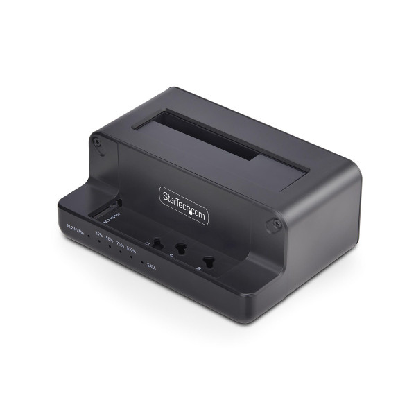 StarTech.com NVMe M.2 auf 2,5-3,5" SATA HDD Duplikator, Eigenstandiger Kloner, M2 NVMe, Dual-Bay SATA SSD Klonen&Docken, 27GB/min, NVMe zu SATA/SATA auf M2,TAA, HDD/SSD-Duplikator, 1 Kopien, USB 3.2 Gen 2 (3.1 Gen 2), Schwarz, Kopieren, 27 GB/min