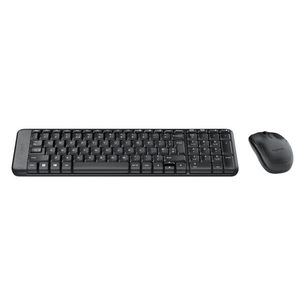 Logitech MK220, Volle Größe (100%), Kabellos, RF Wireless, QWERTZ, Schwarz, Maus enthalten