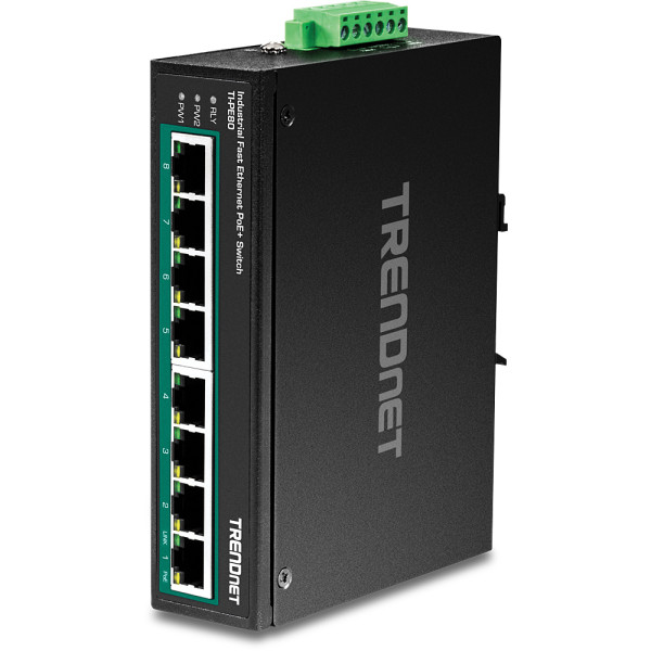 TRENDnet TI-PE80, Unmanaged, Fast Ethernet (10/100), Vollduplex, Power over Ethernet (PoE), Wandmontage