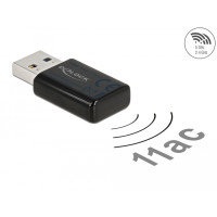 Delock USB 3.0 Dualband WLAN ac/a/b/g/n Micro Stick 867 + 300 Mbps, Kabellos, USB, WLAN, Wi-Fi 5 (802.11ac), Schwarz