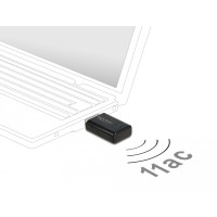Delock USB 3.0 Dualband WLAN ac/a/b/g/n Micro Stick 867 + 300 Mbps, Kabellos, USB, WLAN, Wi-Fi 5 (802.11ac), Schwarz