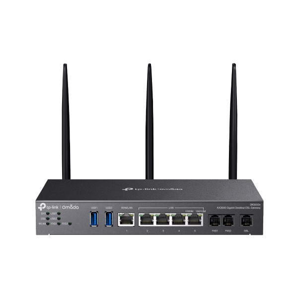 TP-LINK Omada AX3000, Dual-Band (2,4 GHz/5 GHz), Ethernet/LAN, ADSL, ADSL2, Schwarz, Tabletop-Router