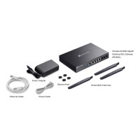 TP-LINK Omada AX3000, Dual-Band (2,4 GHz/5 GHz), Ethernet/LAN, ADSL, ADSL2, Schwarz, Tabletop-Router