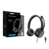 Conceptronic POLONA05BC Stereo-USB-C-Headset, Geräuschreduzierendes Mikrofon, Kabelgebunden, Anrufe/Musik, 20 - 22000 Hz, 165 g, Kopfhörer, Schwarz