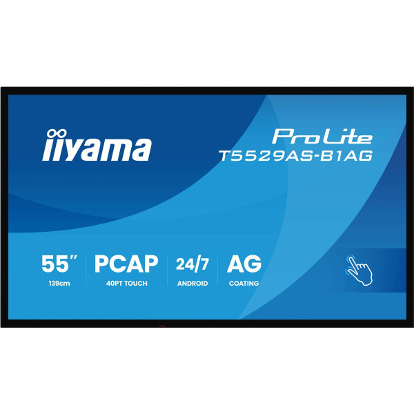 Iiyama T5529AS-B1AG, Interaktiver Flachbildschirm, 138,7 cm (54.6"), LED, 3840 x 2160 Pixel, WLAN, 24/7