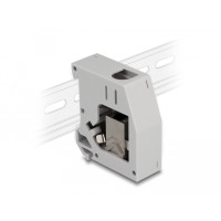 Delock Hutschienenadapter mit Keystone Modul RJ45 Buchse zu RJ45 Buchse Cat.6A, Flach, Grau, RJ-45, RJ-45, Weiblich, Weiblich