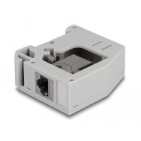 Delock Hutschienenadapter mit Keystone Modul RJ45 Buchse zu RJ45 Buchse Cat.6A, Flach, Grau, RJ-45, RJ-45, Weiblich, Weiblich