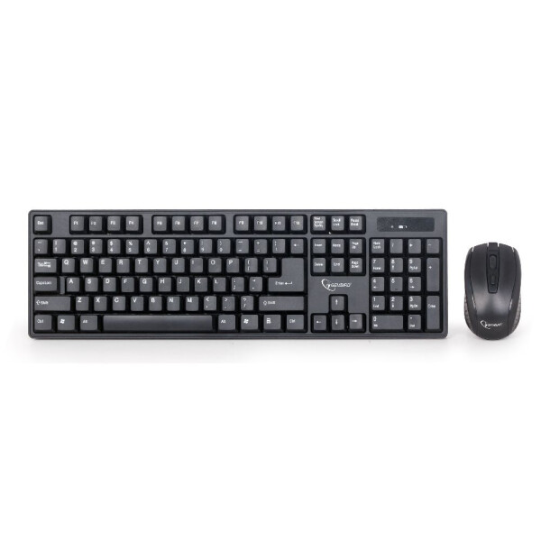 Gembird KBS-W-01, Volle Größe (100%), Kabellos, RF Wireless, QWERTY, Schwarz, Maus enthalten