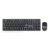 Gembird KBS-W-01, Volle Größe (100%), Kabellos, RF Wireless, QWERTY, Schwarz, Maus enthalten