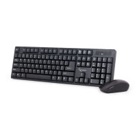 Gembird KBS-W-01, Volle Größe (100%), Kabellos, RF Wireless, QWERTY, Schwarz, Maus enthalten