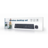 Gembird KBS-W-01, Volle Größe (100%), Kabellos, RF Wireless, QWERTY, Schwarz, Maus enthalten