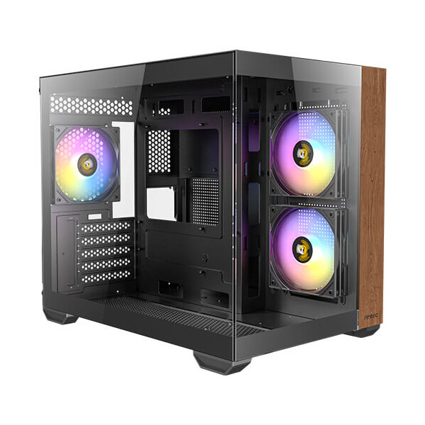 Antec CX600M, Midi Tower, PC, Schwarz, Holz, ITX, micro ATX, Glas, Stahl, Holz, Gaming