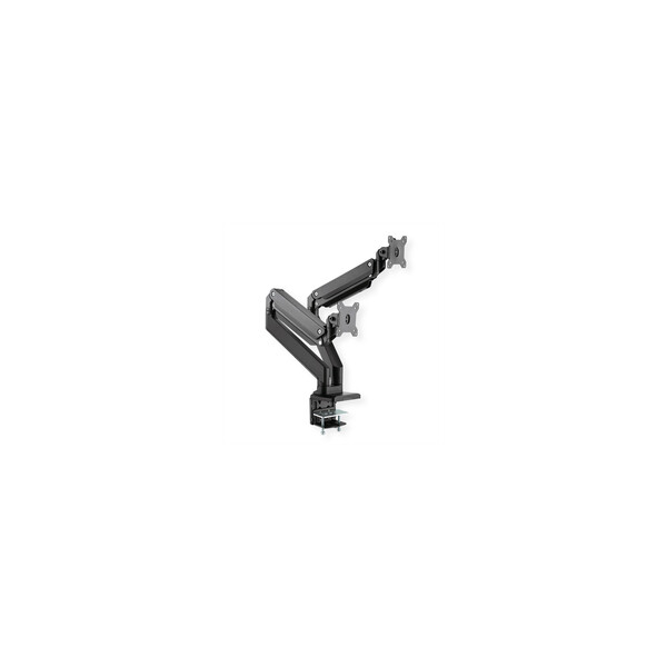 ROLINE Dual LCD Monitor Stand Pneumatic - Befestigungskit (Spannbefestigung für Tisch, 2 einstellbare Arme) für 2 LCD-Displays - Aluminiumlegierung