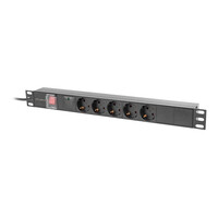 Lanberg PDU 19" LANBERG 1U 16A 2M 5X SCHUKO OUTLETS BLACK - 2 m