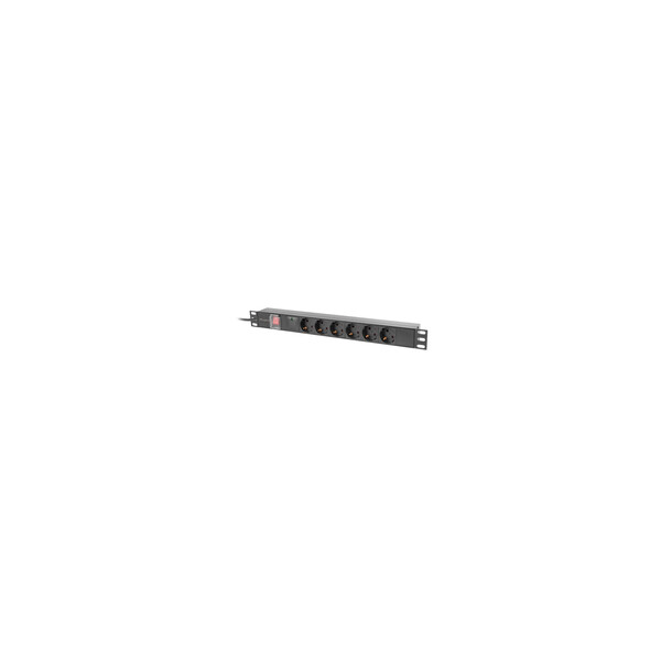 Lanberg PDU 19" LANBERG 1U 16A 2M 6X SCHUKO OUTLETS BLACK - 2 m