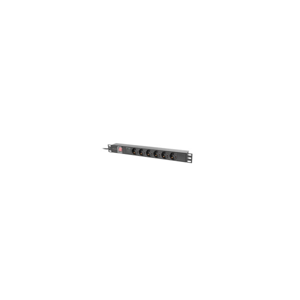 Lanberg LISTWA ZASILAJCA RACK PDU 19" LANBERG 1U 16A 6X SCHUKO 2M CZARNA C14