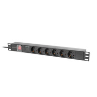 Lanberg LISTWA ZASILAJCA RACK PDU 19" LANBERG 1U 16A 6X SCHUKO 2M CZARNA C14