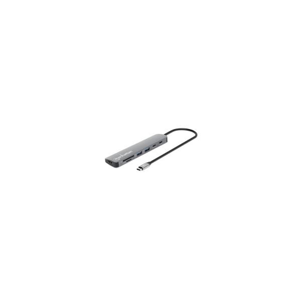 Manhattan USB-C PD auf HDMI 7-in-1 4K Dockingstation grau