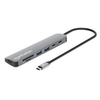 Manhattan USB-C PD auf HDMI 7-in-1 4K Dockingstation grau