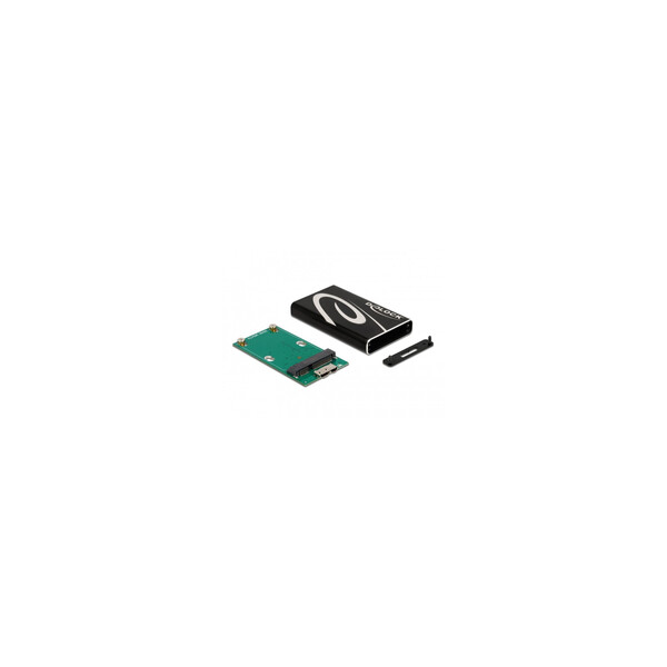 Delock Externes Gehäuse SuperSpeed USB für mSATA SSD - SSD-Gehäuse - mSATA - 5 Gbit/s - USB Anschluss - Schwarz