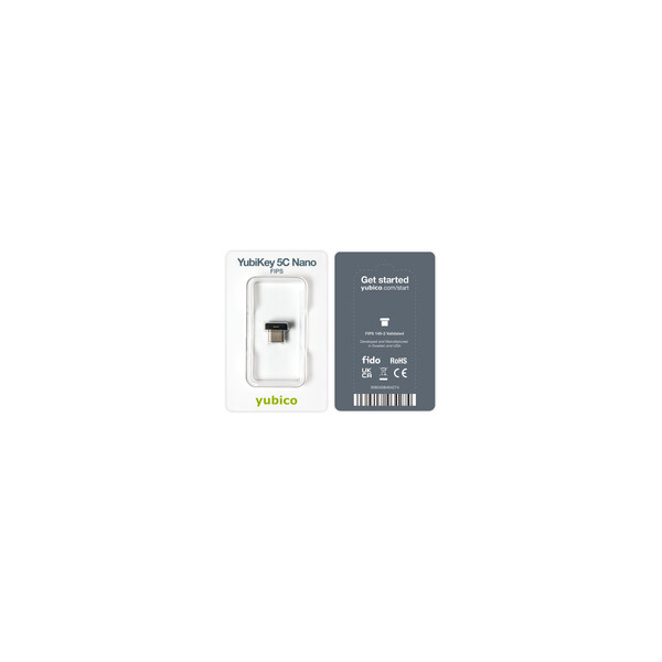 YUBICO YubiKey 5C Nano FIPS - Windows - macOS - Chrome OS - Linux - Schwarz - 2048-bit RSA - FIPS 140-2 - Google account - Microsoft account - Salesforce.com - CCID smart card - FIDO HID device - HID keyboard - RSA 2048 - ECC p256 - ECC p384