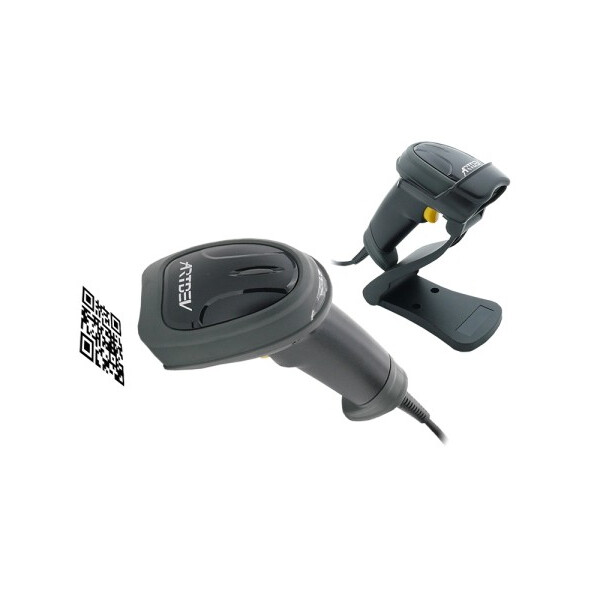 ARTDEV Kasse Barcodescanner AS-1320 - (AS1320-U-B) 2D mit USB-Anschluss und Standfuß, schwarz