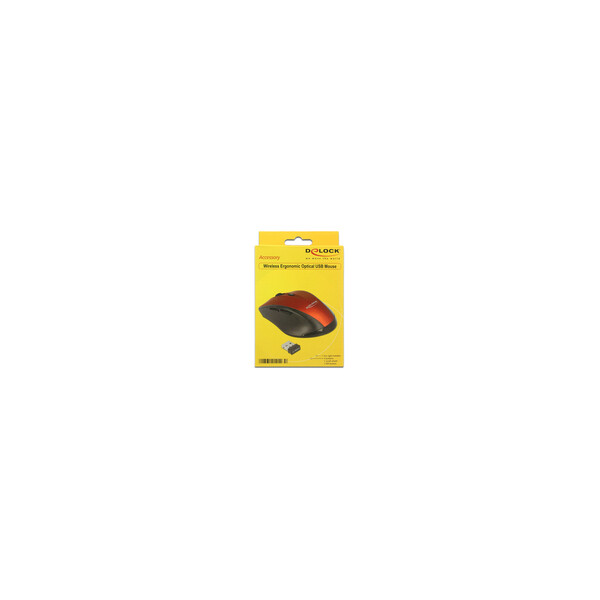 Delock 12493 - rechts - Optisch - RF Wireless - 1600 DPI - Schwarz - Rot