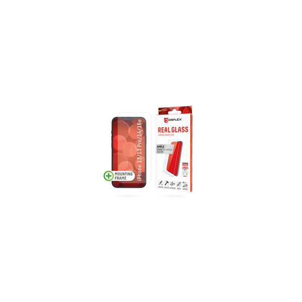 DISPLEX Panzerglas (10H - 2D) für Apple iPhone 13/13 Pro/14/16e - Eco-Montagerahmen - kratzer-resistent - Apple - iPhone 13/ iPhone 13 Pro/ iPhone 14/iPhone 16e - Trockene Anwendung - Schlagfest - Kratzresistent - Staubresistent - Transparent - 1 Stück(e)