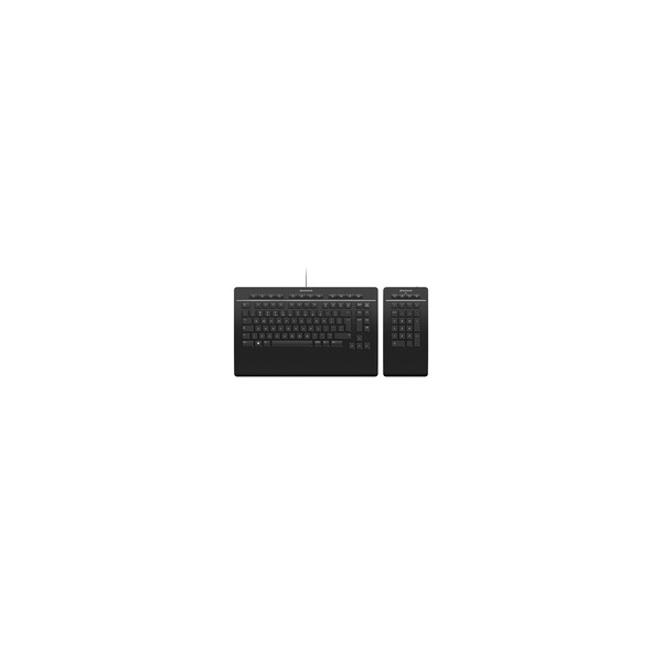3Dconnexion Keyboard Pro with Numpad - Volle Größe (100%) - Verkabelt & Kabellos - USB + RF Wireless + Bluetooth - Scherenschalter - AZERTY - Schwarz
