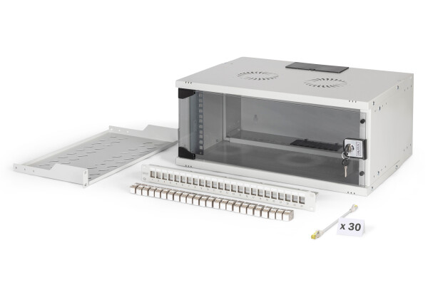 DIGITUS - DN-49200-SET - 19" Netzwerk-Set, 4HE Wandgehäuse und Zubehör, gr