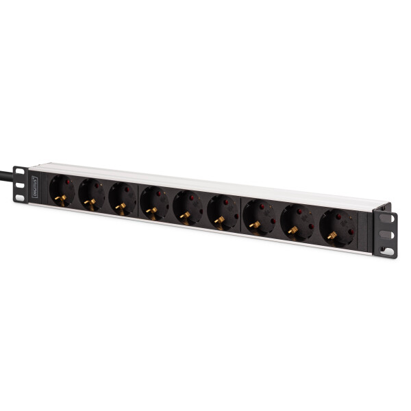 DIGITUS - DN-95440 - 1U Alu PDU, rackmount, 8x Safety outlet, 1x outlet