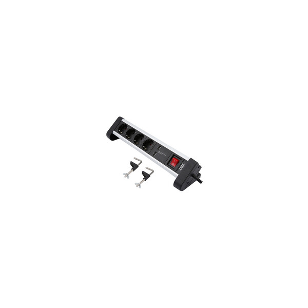 Olympia SL 2425 U - 1,5 m - 4 AC-Ausgänge - Indoor - 1,5 mm² - Schwarz - Silber - Aluminium