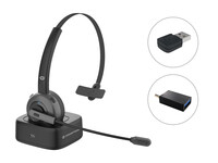 Conceptronic POLONA Kabelloses Bluetooth-Headset mit Ladedoc & Bluetooth USB audio adapter - Kabellos - Büro/Callcenter - 0 - 20000 Hz - 150 g - Kopfhörer - Schwarz