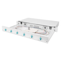 DIGITUS DN-96330/3 - LWL Spleißbox, 1HE, bestückt, 6x LC DX, OM3 inkl. Spleißkass., gefärbte Pigtails, Kupplungen