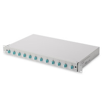 DIGITUS DN-96331/3 - LWL Spleißbox, 1HE, bestückt, 12x LC DX, OM3 inkl. Spleißkass., gefärbte Pigtails, Kupplungen