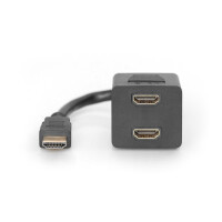 DIGITUS AK-330400-002-S - HDMI Y-Verteilerkabel, Typ A -2xTyp A St/Bu, 0.2m, passiv, Full HD, gold, sw