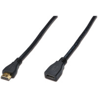 DIGITUS AK-330201-050-S - HDMI High Speed Verl&auml;ngerungskabel, Typ A St/Bu, 5.0m, m/Ethernet, Full HD@60Hz, gold, sw