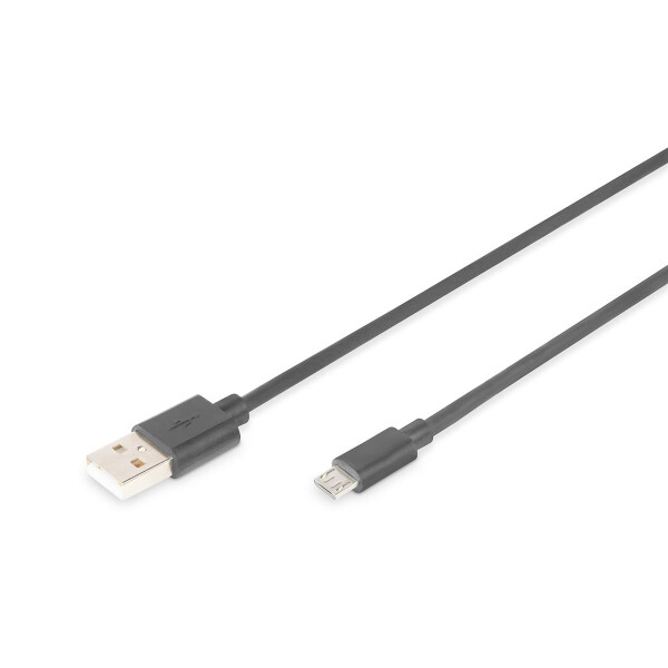 DIGITUS AK-300110-010-S - USB 2.0 Anschlusskabel, Typ A - micro B St/St, 1.0m, USB 2.0 konform, sw