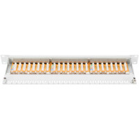 DIGITUS DN-91624S - CAT 6 Patch Panel, geschirmt, 24-port RJ45, 8P8C, LSA, 1HE, Schrankmontage, grau RAL 7035